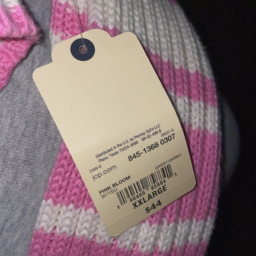 St. John's Bay Long Sleeve Pullover Pink Striped Sweater (Bust 46”Length 24”) - Picture 6 of 9